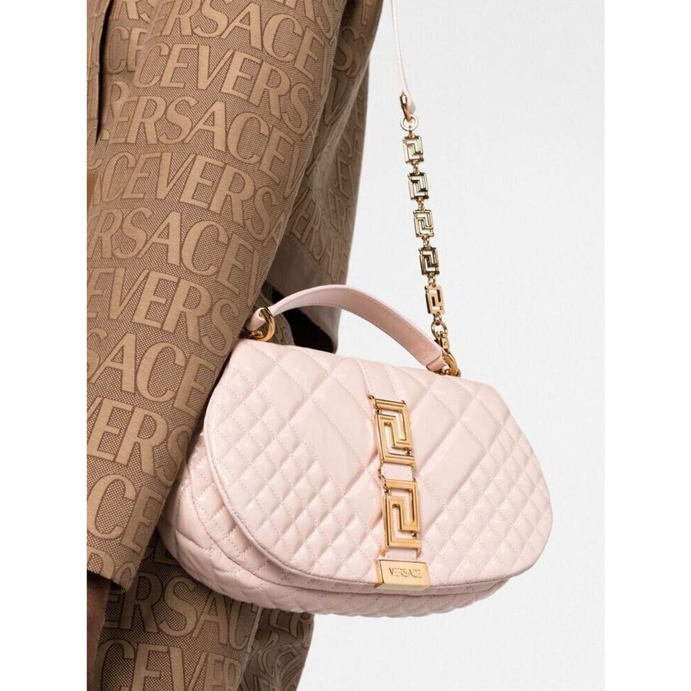 NWT Versace Goddess Quilted Light Pink Medium Top Handle Crossbody Bag $2,995